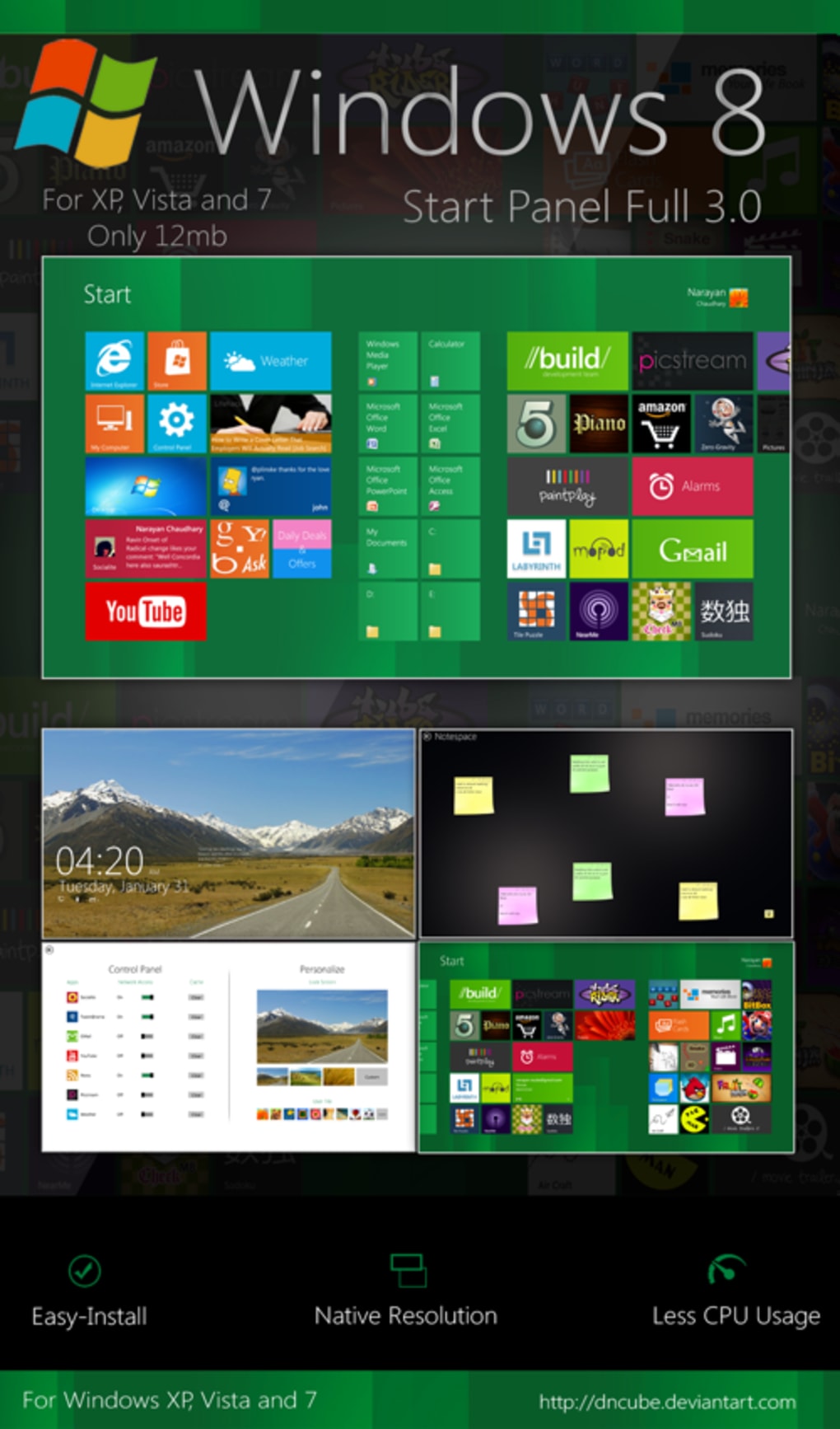 Windows 8 Start Screen For Windows Xp,vista And 7